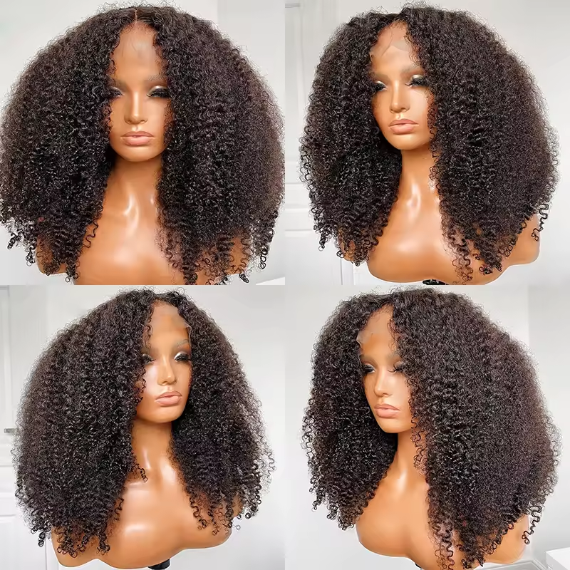 13x4 Full Frontal Human Hair Wigs 200% Density Raw Virgin Hair Glueless Kinky Curly Wigs Pre Plucked for Woman