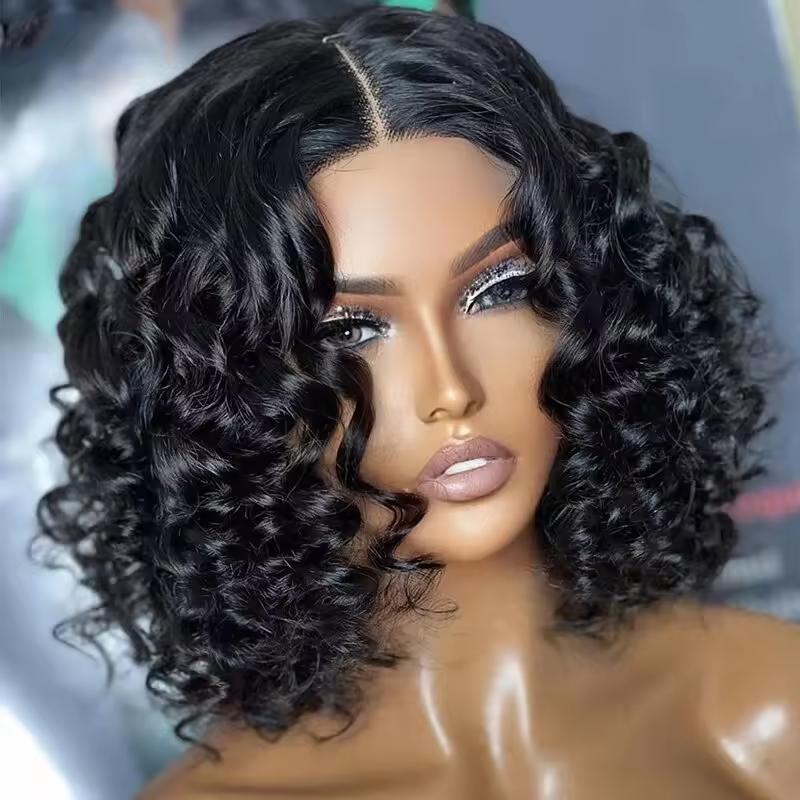 5x5 Lace Closure Human Hair Wigs Pre Plucked Virgin Brazilian Hair Glueless Short Lace Front Wigs 200% Density for Woman