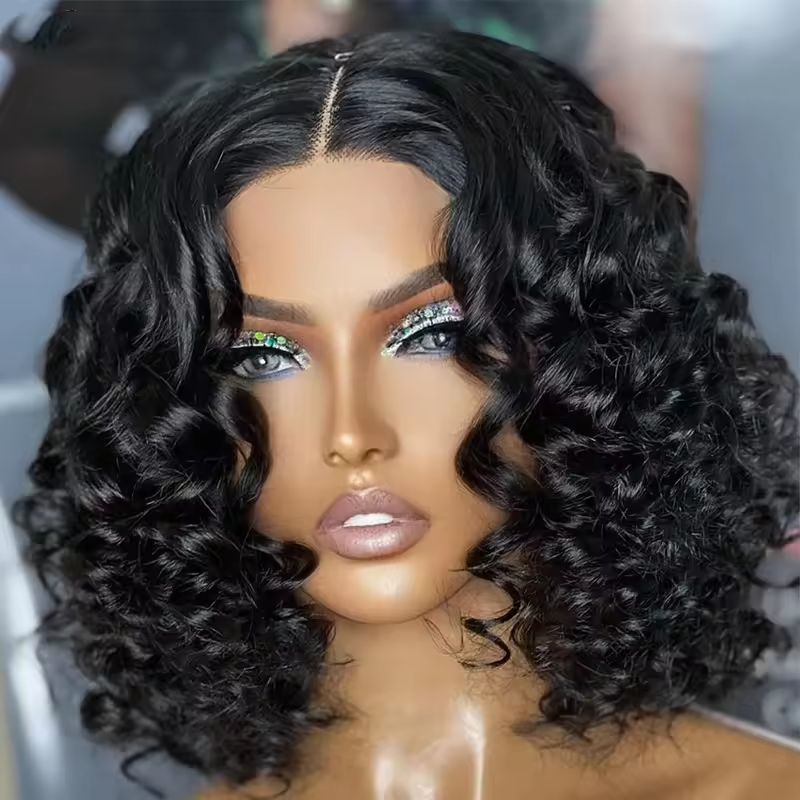 5x5 Lace Closure Human Hair Wigs Pre Plucked Virgin Brazilian Hair Glueless Short Lace Front Wigs 200% Density for Woman