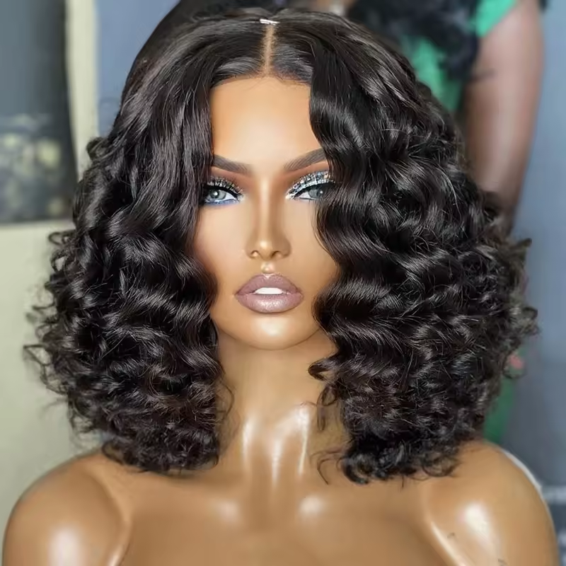 5x5 Lace Closure Human Hair Wigs Pre Plucked Virgin Brazilian Hair Glueless Short Lace Front Wigs 200% Density for Woman