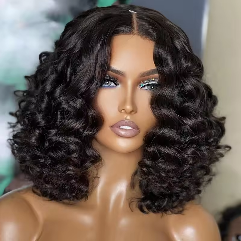 5x5 Lace Closure Human Hair Wigs Pre Plucked Virgin Brazilian Hair Glueless Short Lace Front Wigs 200% Density for Woman