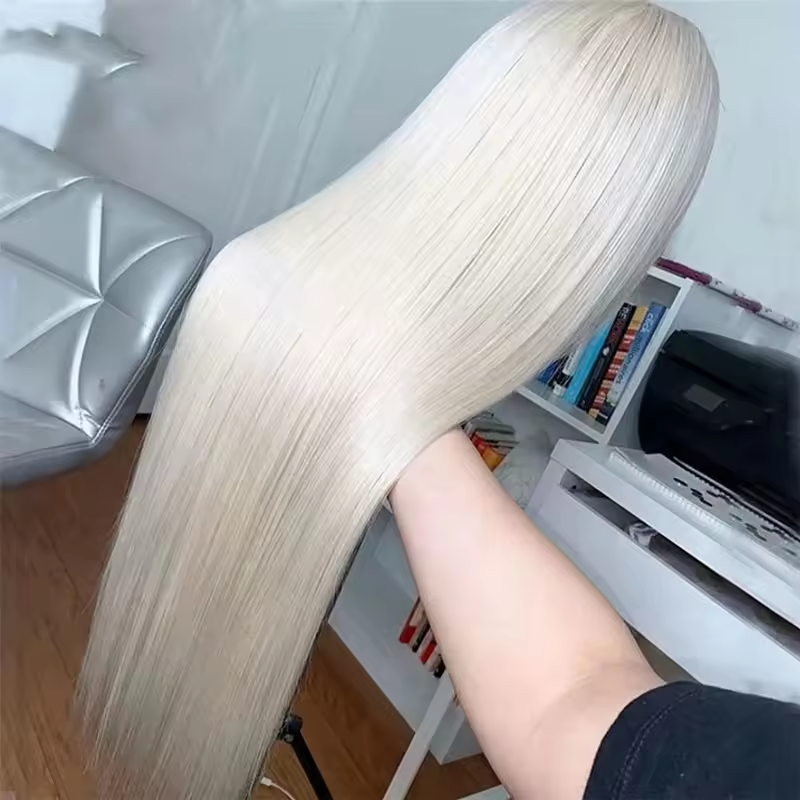 Platinum Blonde Full Lace Human Hair Wigs Pre Plucked Raw Virgin Hair Glueless Straight Lace Full Wigs for Woman