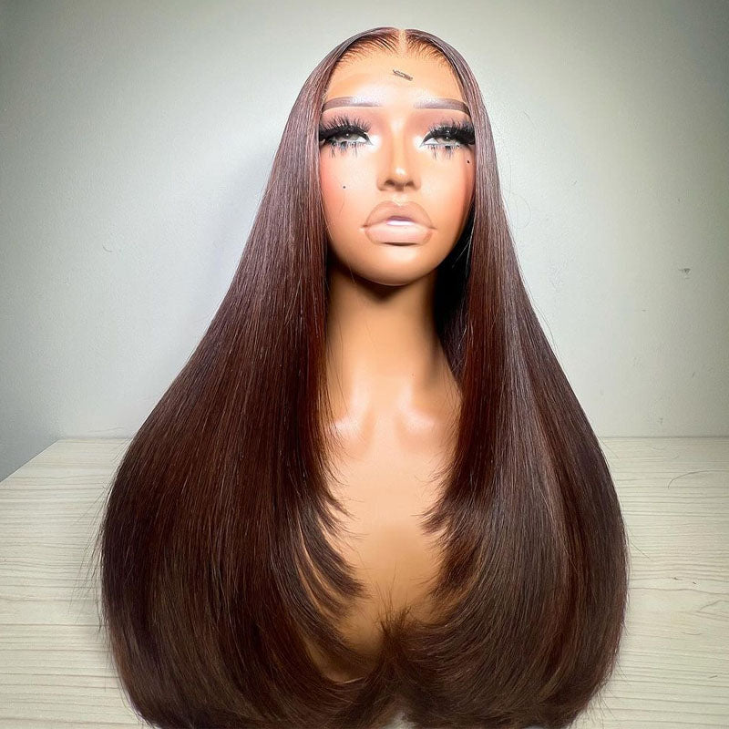 Bone Straight Lace Front Wigs Human Hair 180% Density Brazilian Virgin Hair Glueless Full Frontal Wigs for Woman